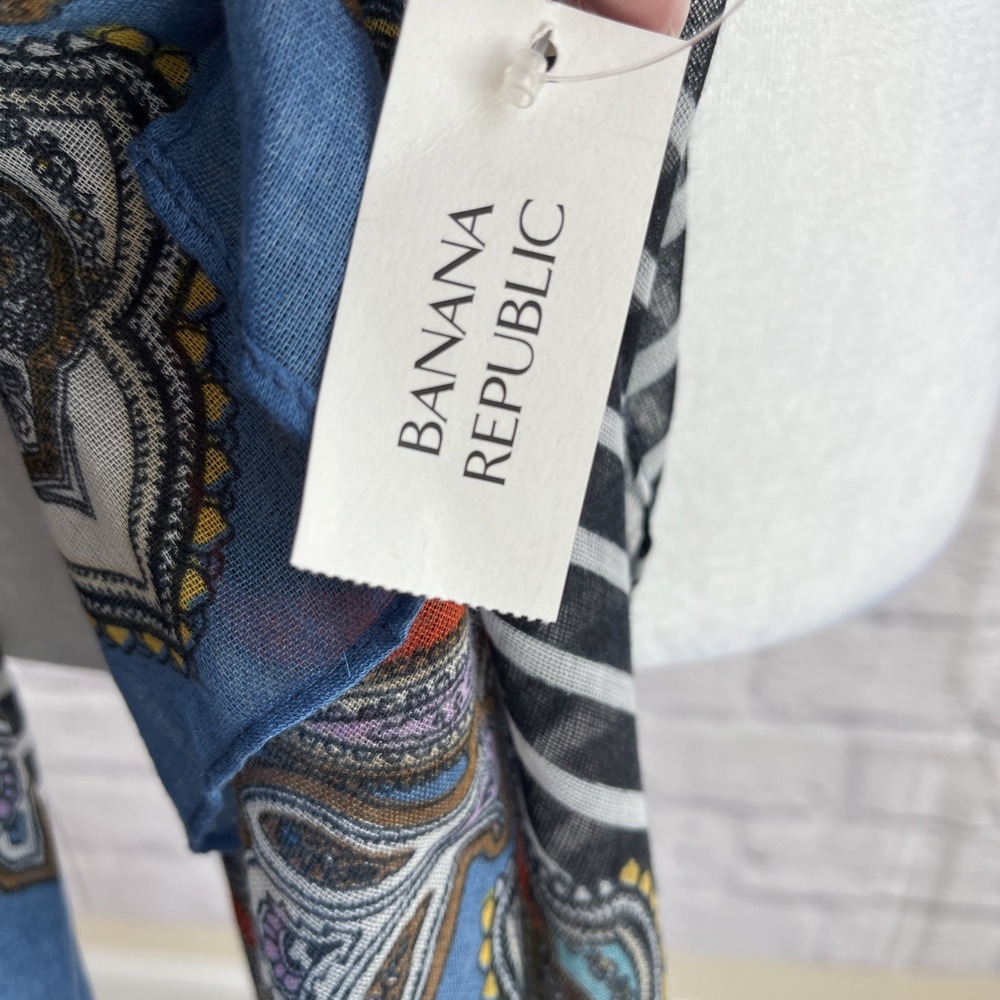 Banana Republic NWT Coastal Boho Paisley & Striped Lightweight Scarf One Size - Picture 4 of 9